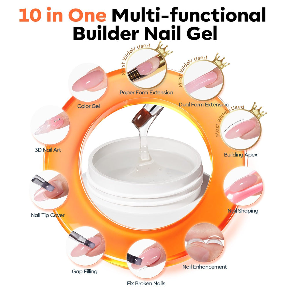 Modelones gel rosado proporciona soporte estructural con aspecto natural.