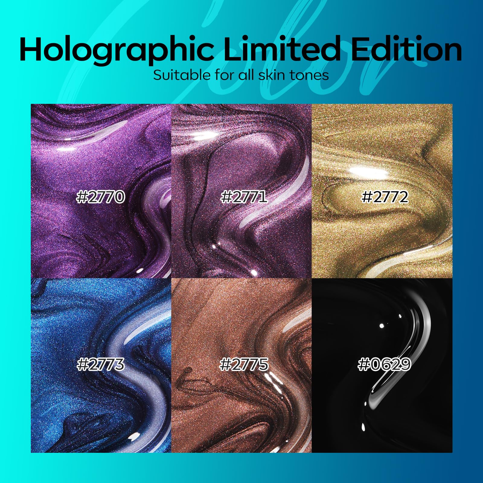 Modelones Cat Eye Gel Nail Art Collection with rainbow possibilities.