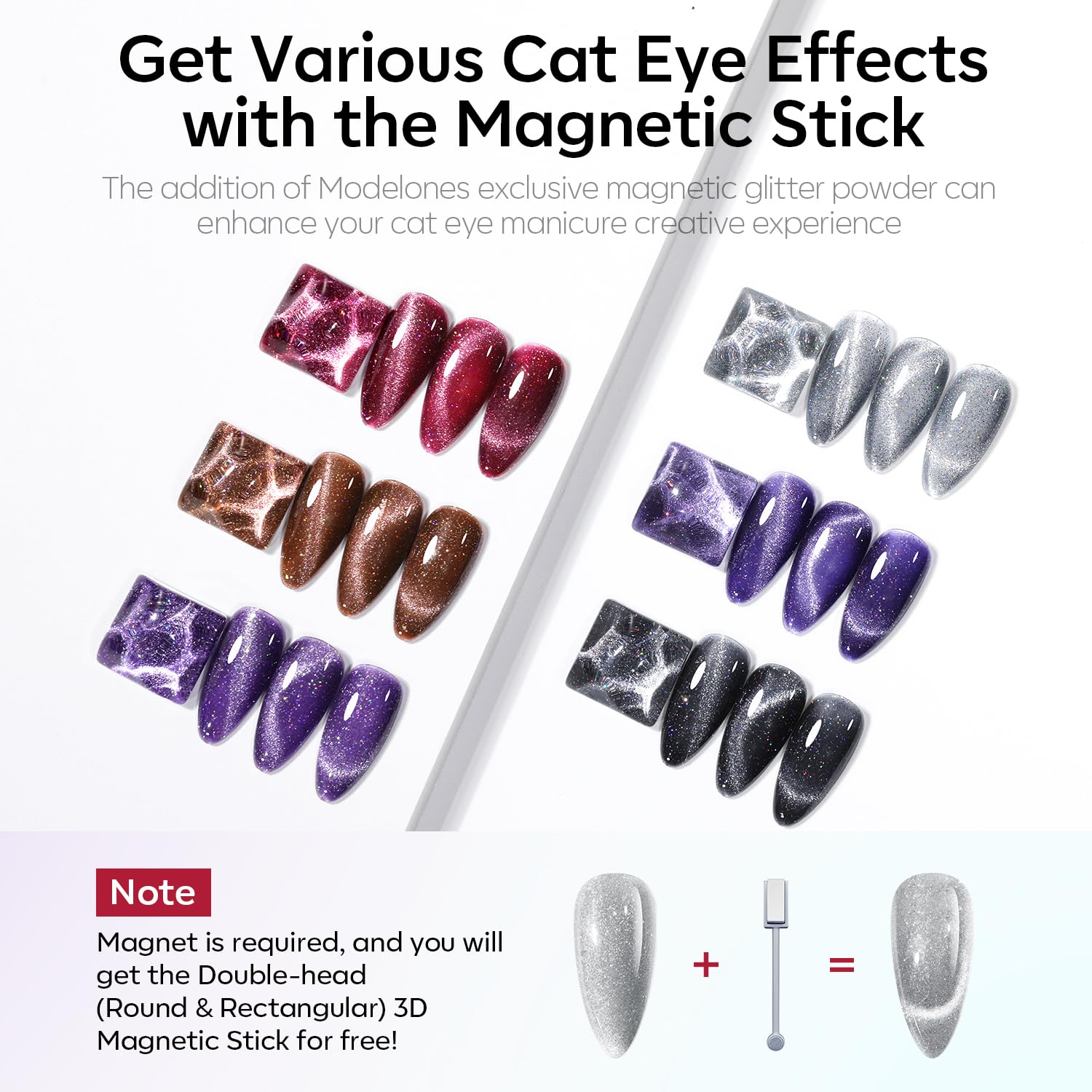Modelones cat eye gel polish magnet stick for varied cat eye designs.