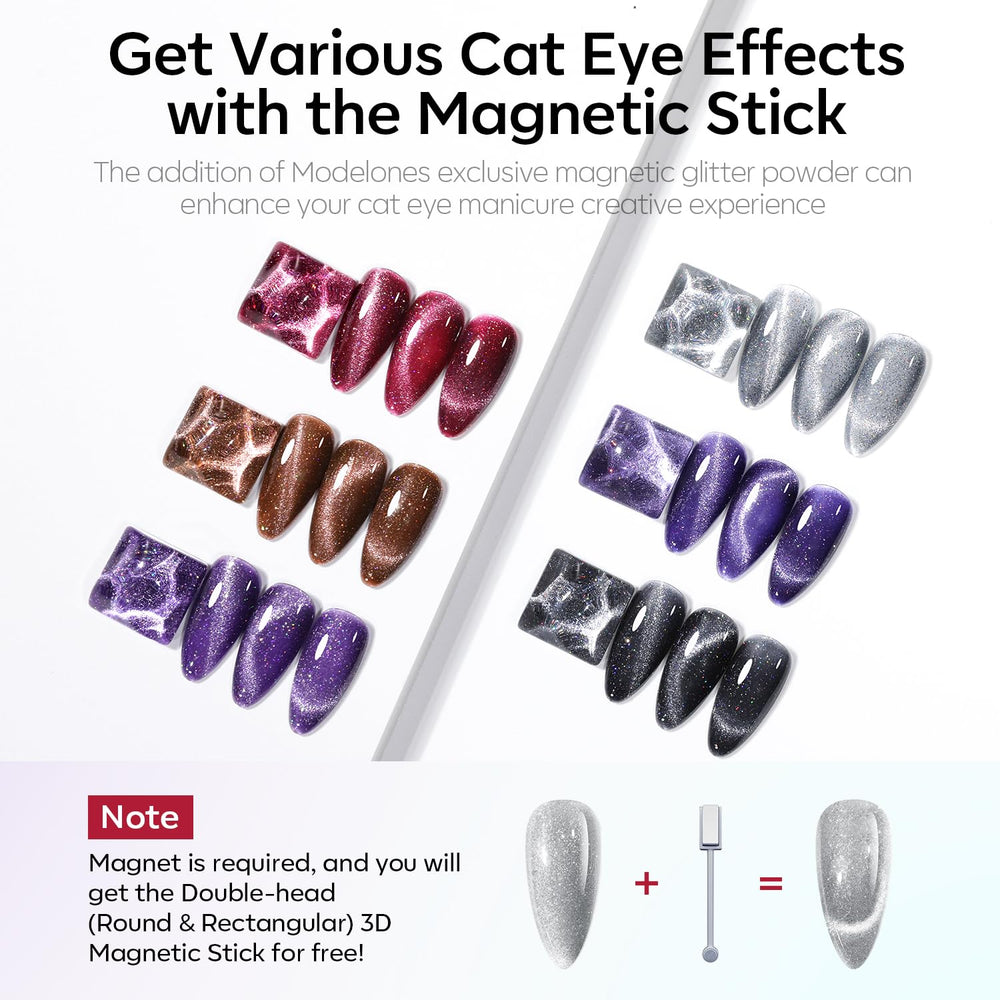Modelones cat eye gel polish magnet stick for varied cat eye designs.