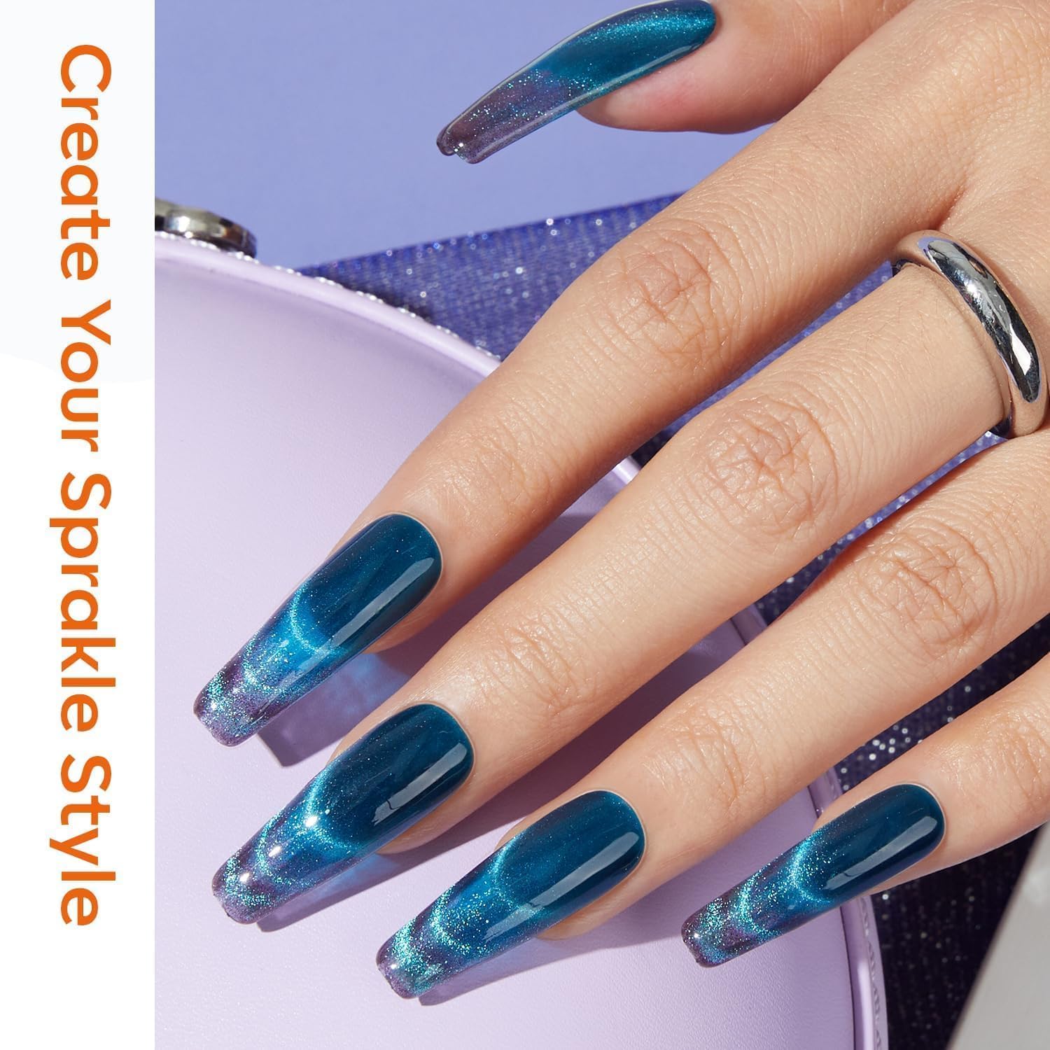 Modelones cat-eye magnet travel case: portable set for on-the-go nail art.