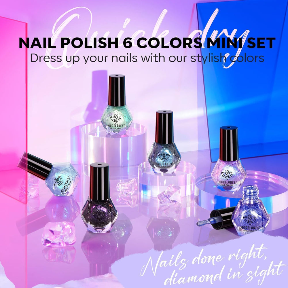 Modelones Chameleon swatches on nails showing color shift and glow