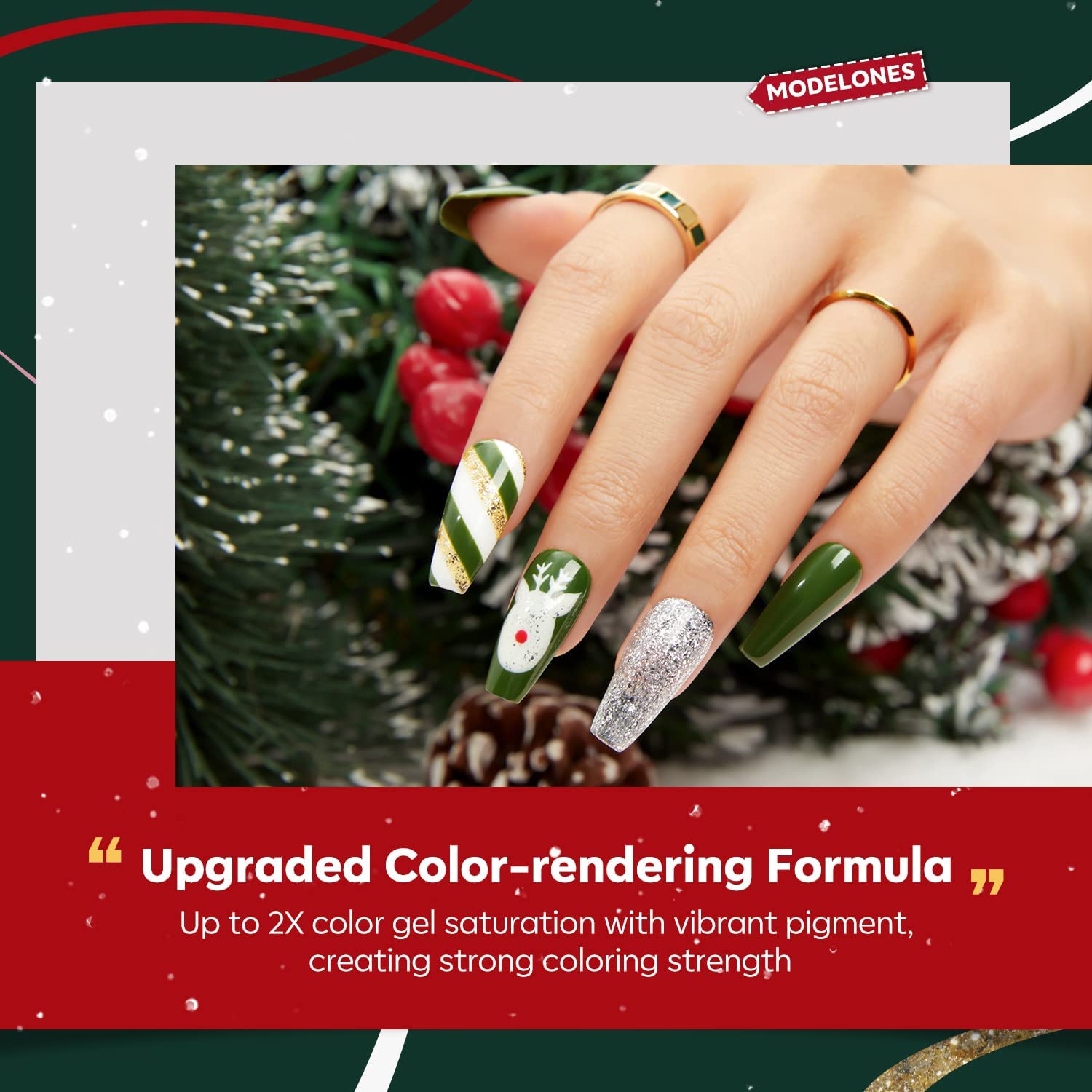 Modelones silver glitter gel polish bottle for shimmering winter designs.
