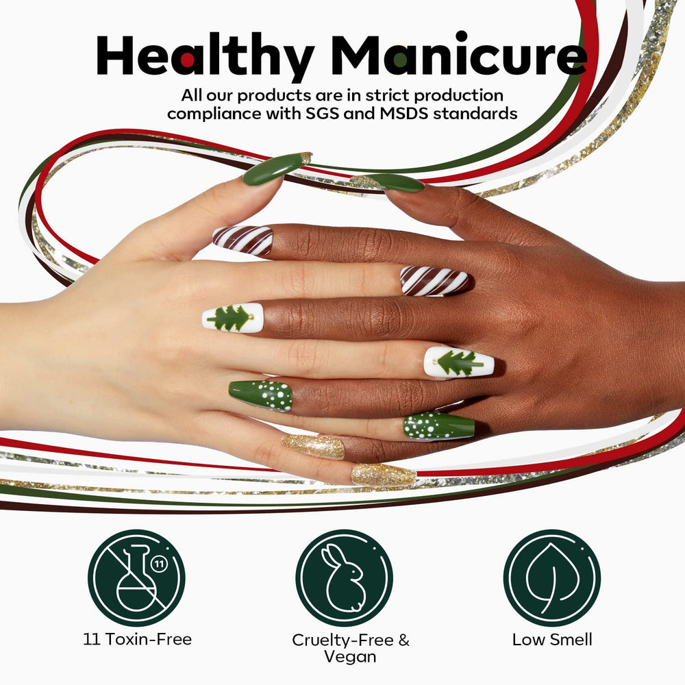 Modelones Christmas gel polish striping art example for swirl nails.