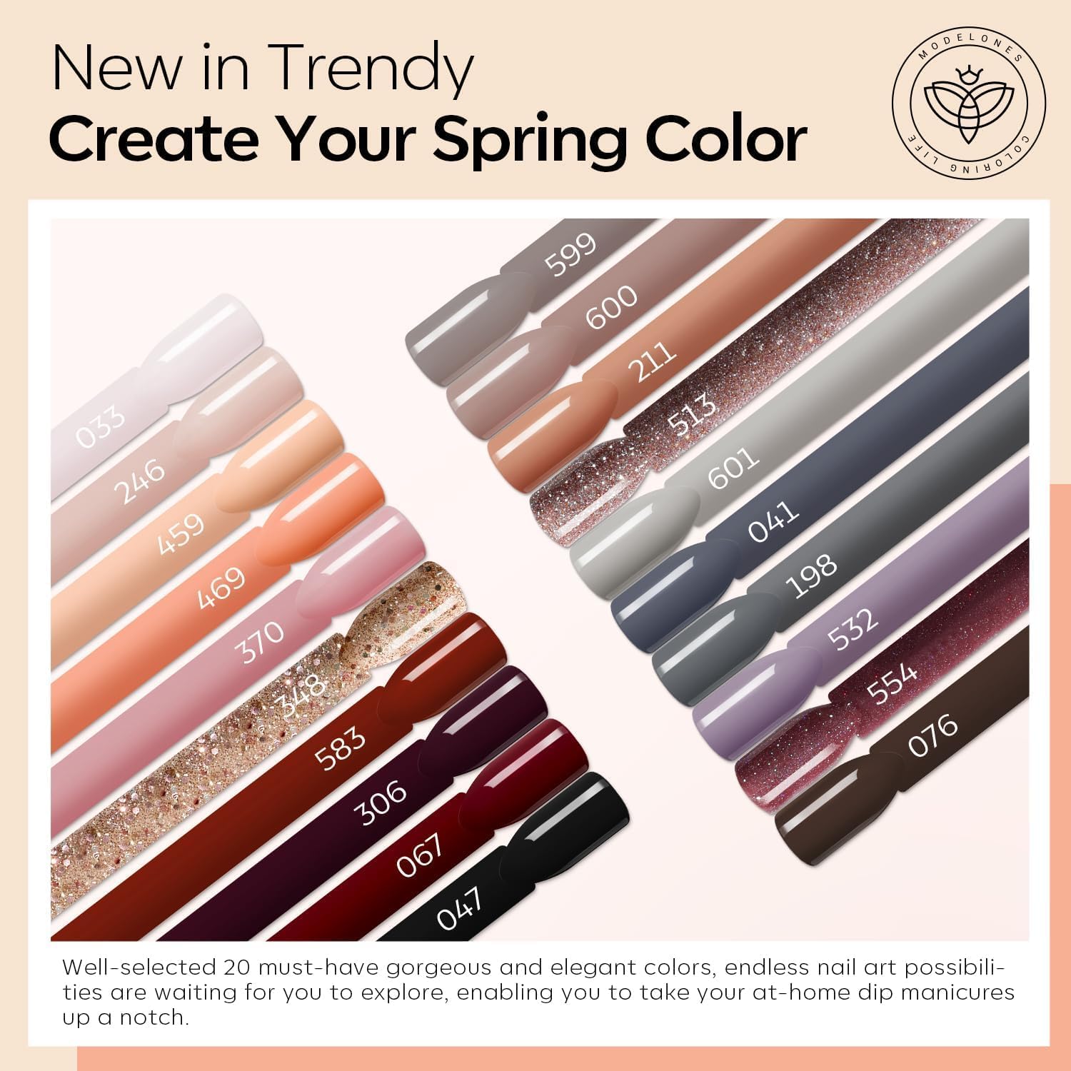Modelones colorful-dip-powder-collection offering shade options for any occasion.