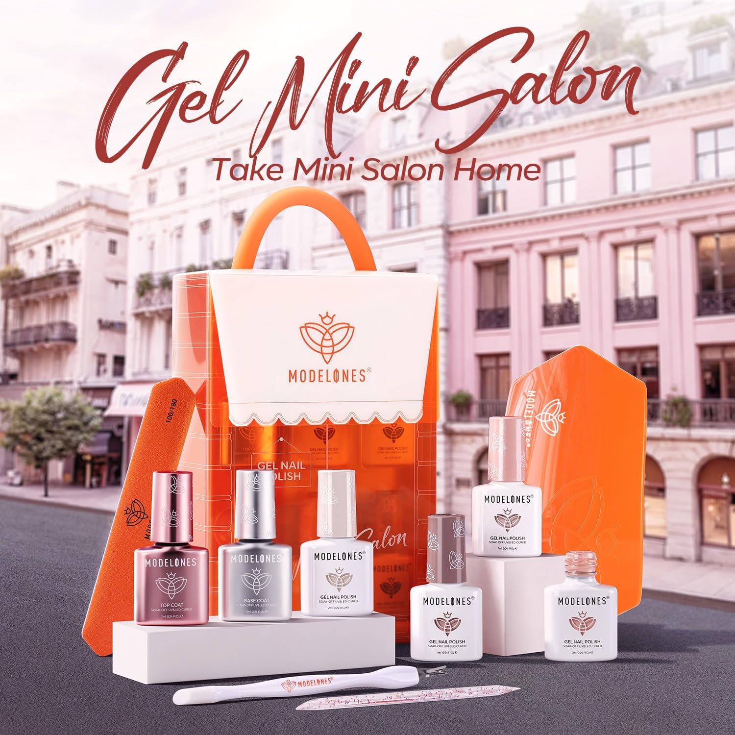 modelones compact travel bag: portable kit for on the go salon quality nails.