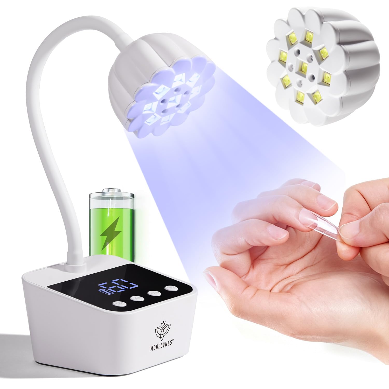 Modelones cordless UV nail lamp folded-gooseneck for portable at-home manicures