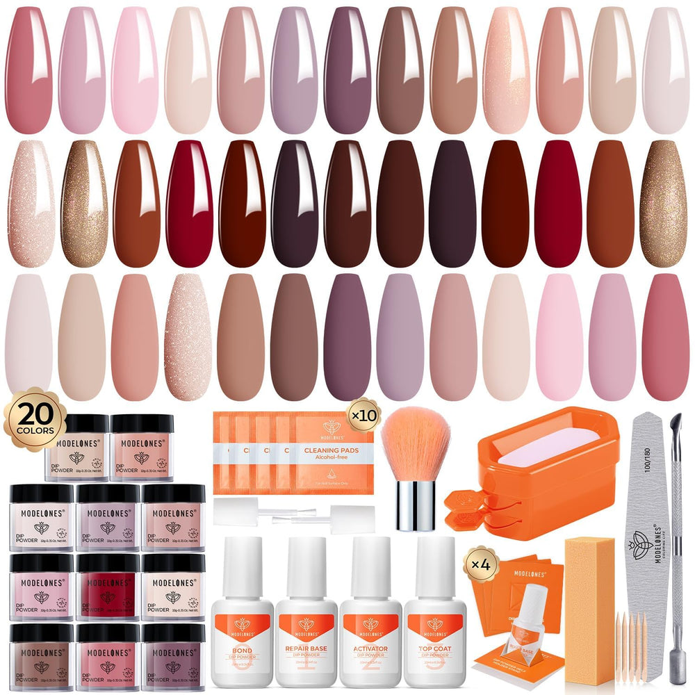 Modelones dip powder 20 colors palette for versatile at-home manicures
