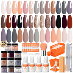 Modelones dip powder palette with 20 colors for versatile nail looks.