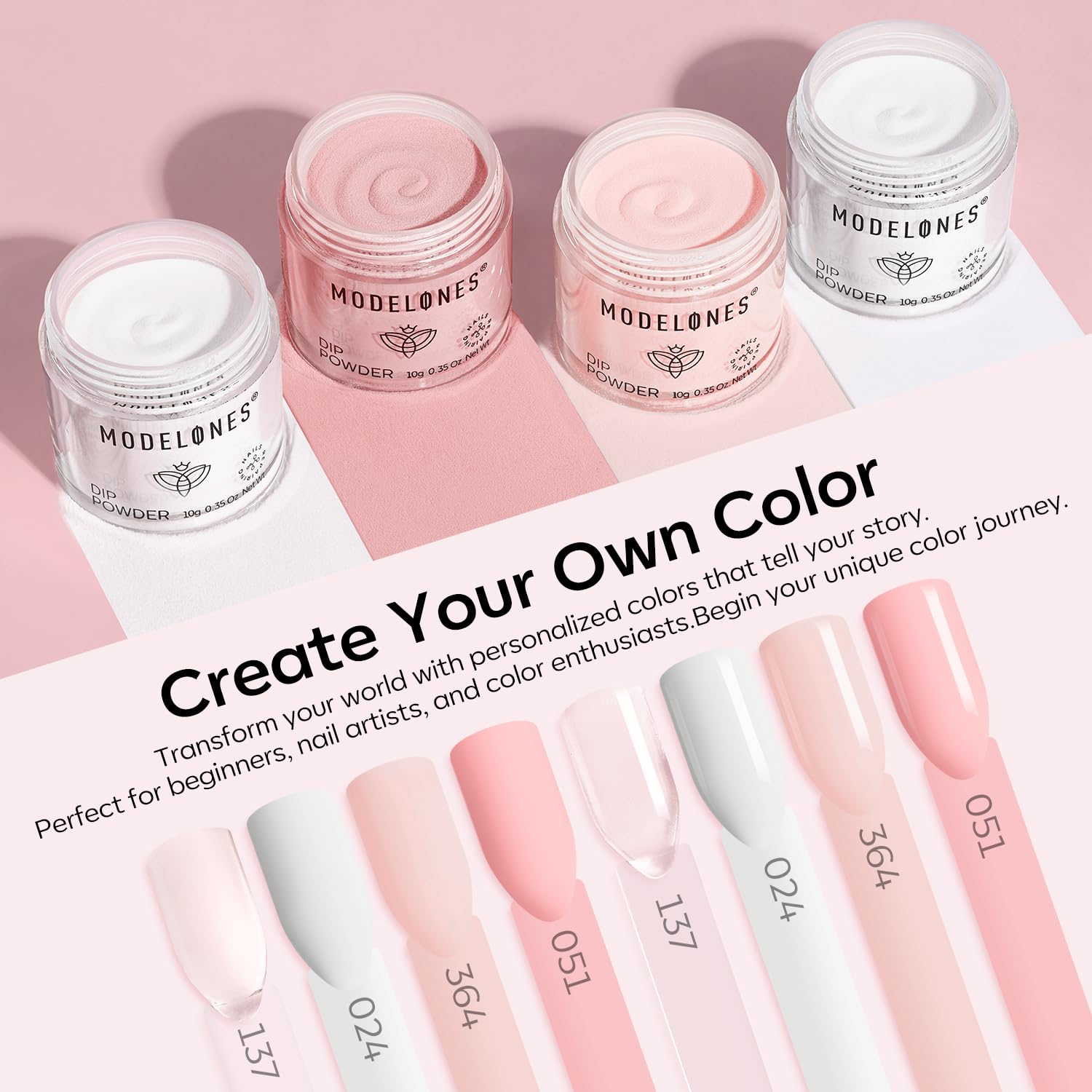 Modelones clear dip powder bottle provides versatile base for French tips