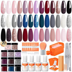 Modelones dip powder kit color swatches show 20 shades for versatile looks
