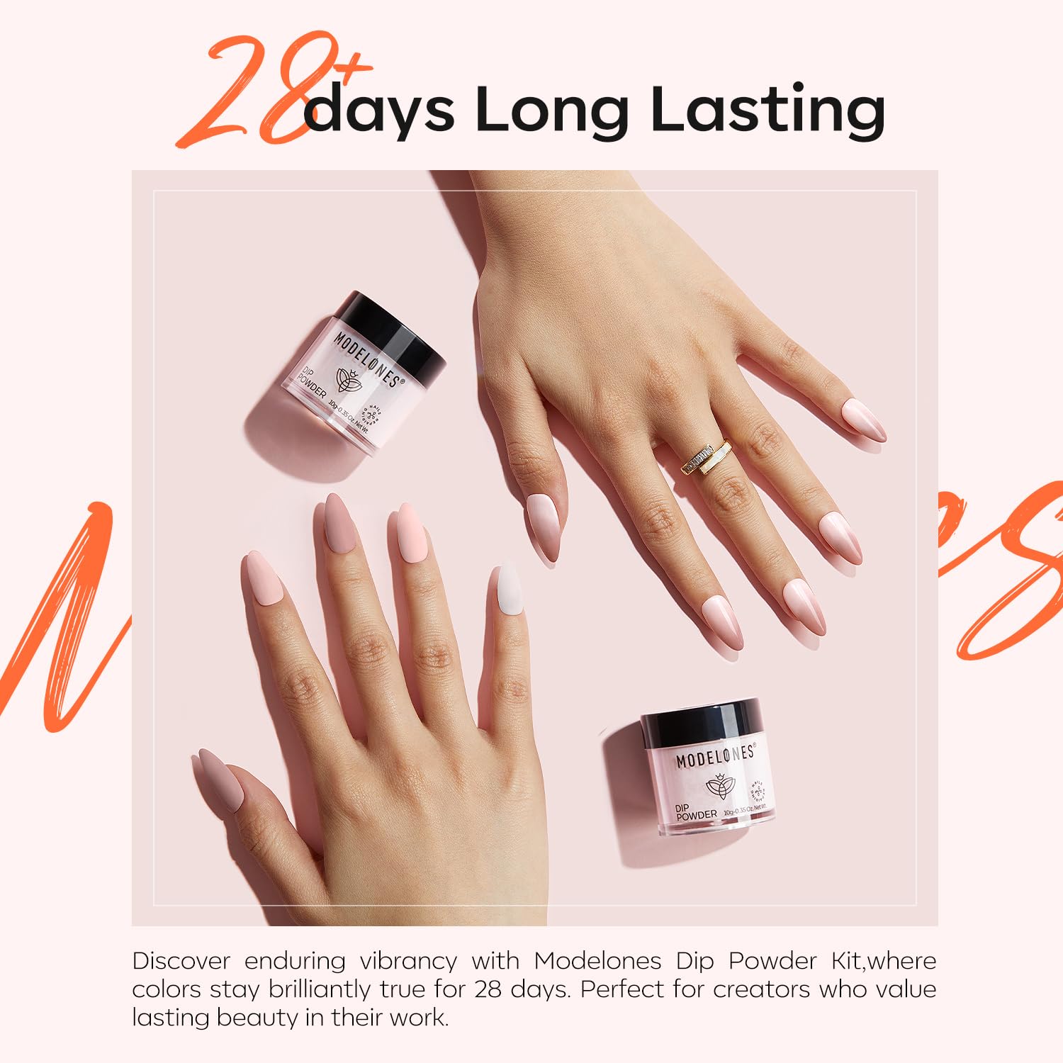 Modelones dip powder kit beige swatch for chic understated manicure