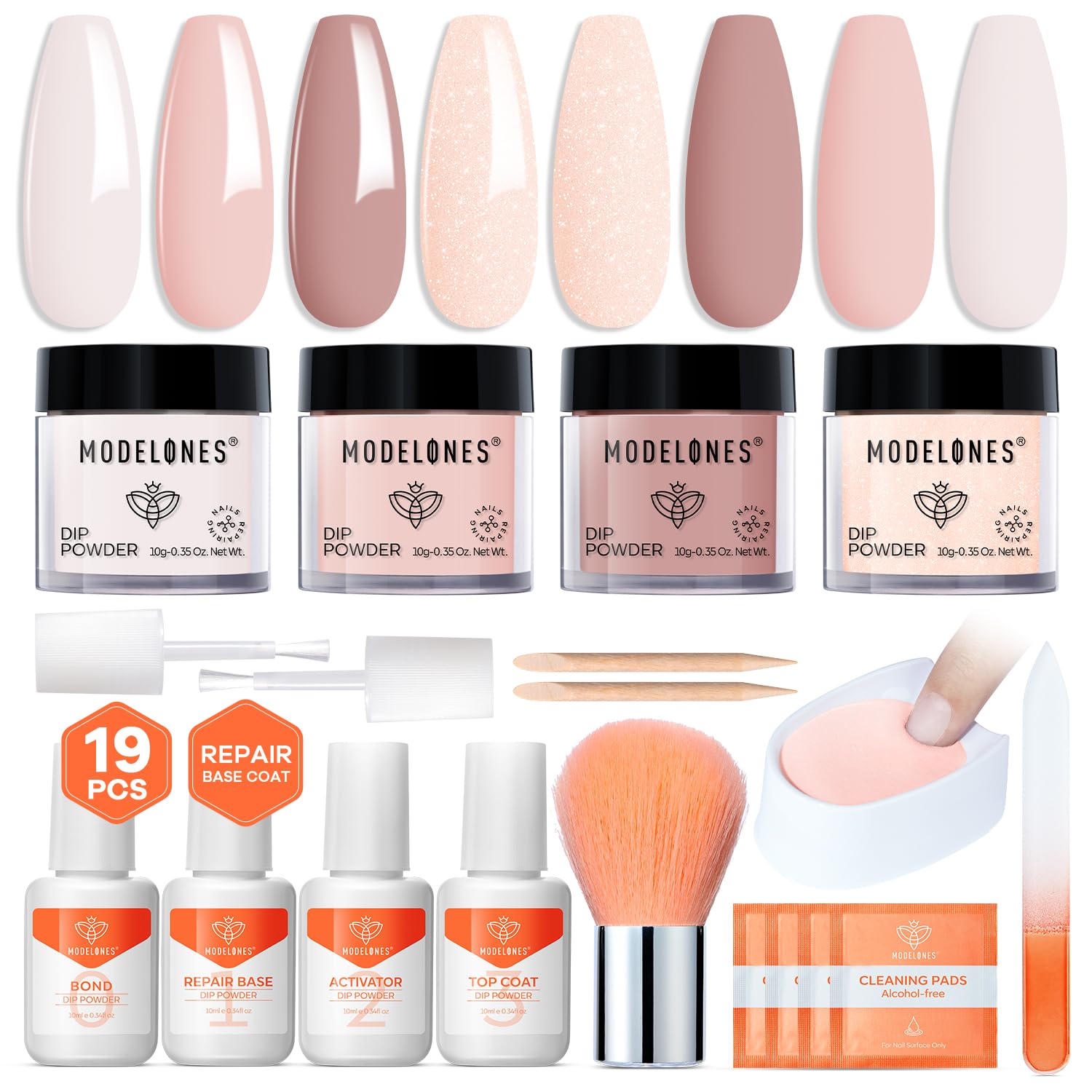 Modelones dip powder kit nude swatches for natural everyday nails