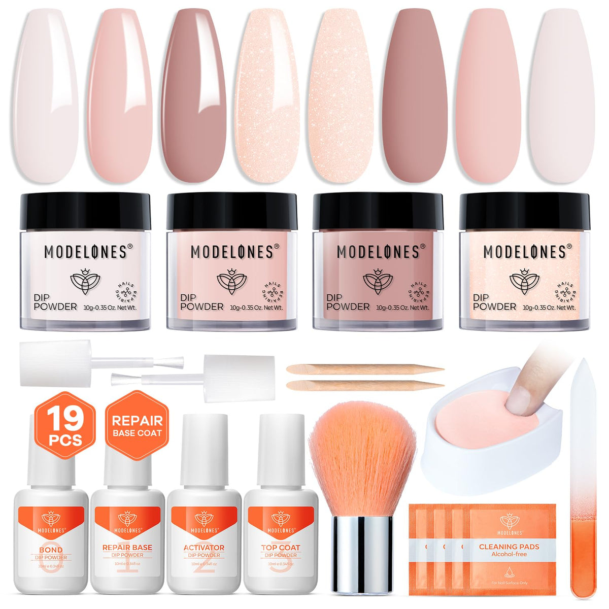 Modelones dip powder kit nude swatches for natural everyday nails