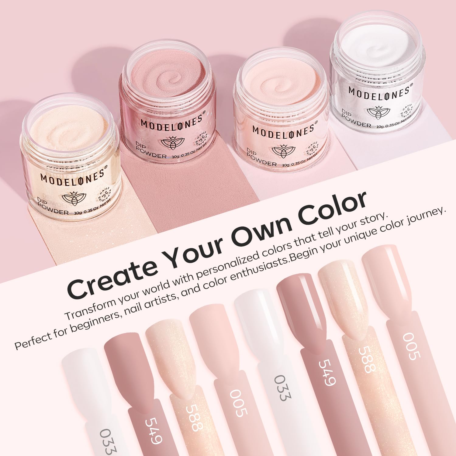 Modelones dip powder kit pink swatches for polished office-to-night looks