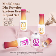 Modelones Dip Powder Liquid Set top coat delivers glossy, durable protection for long-lasting shine