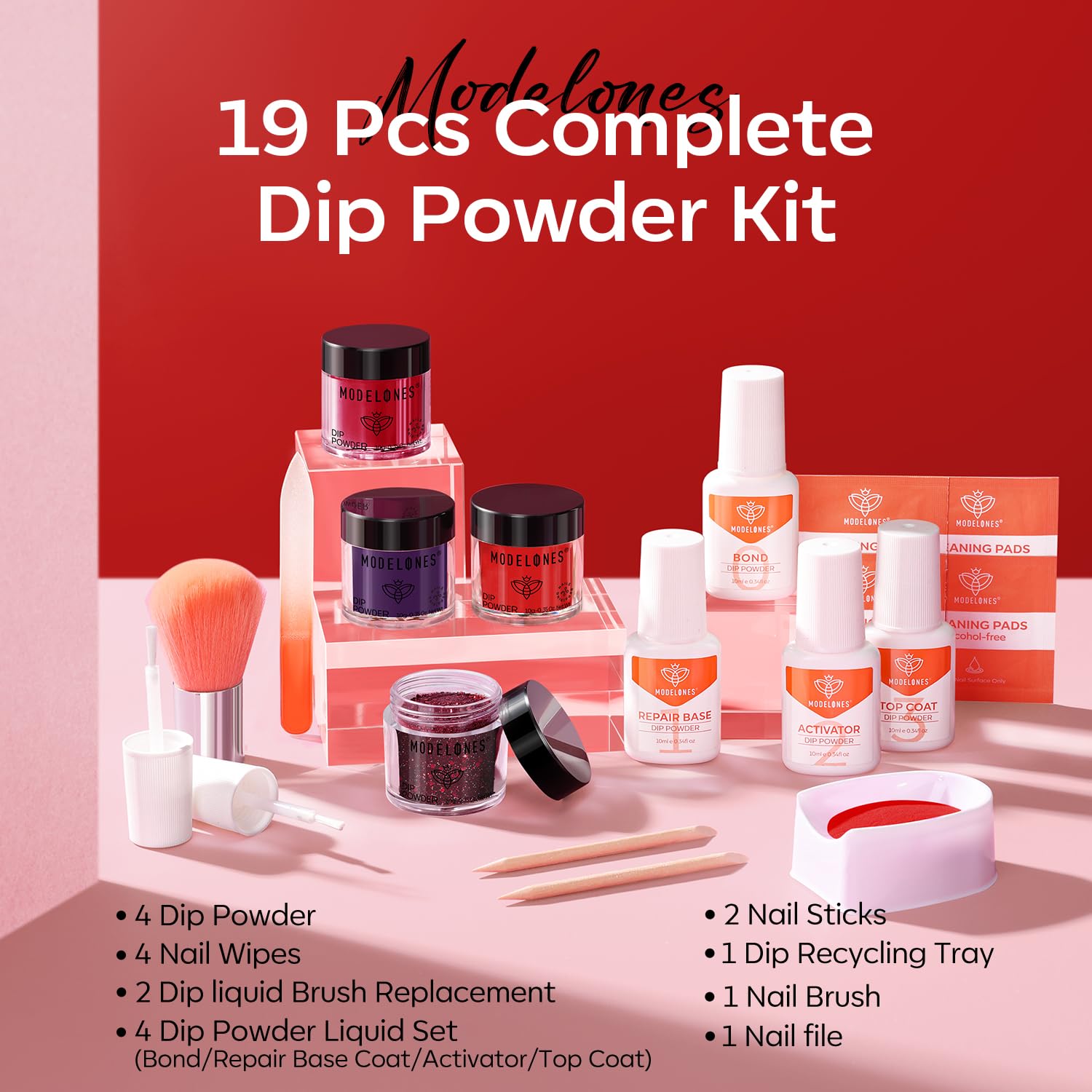 Modelones dip powder nail kit wine purple powder for versatile day-to-night nails