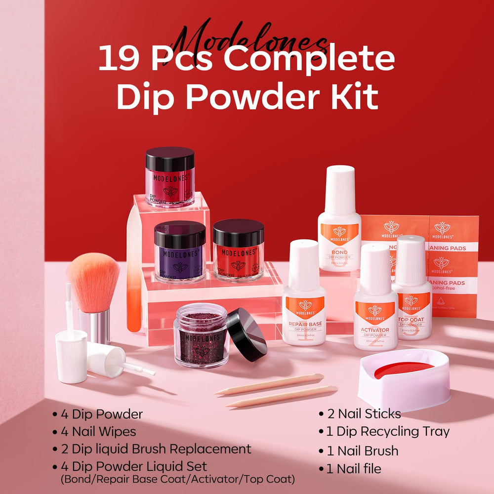 Modelones dip powder nail kit wine purple powder for versatile day-to-night nails