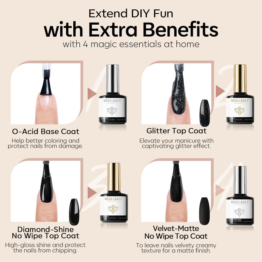 Modelones easy-glide brush demonstrating smooth gel polish application