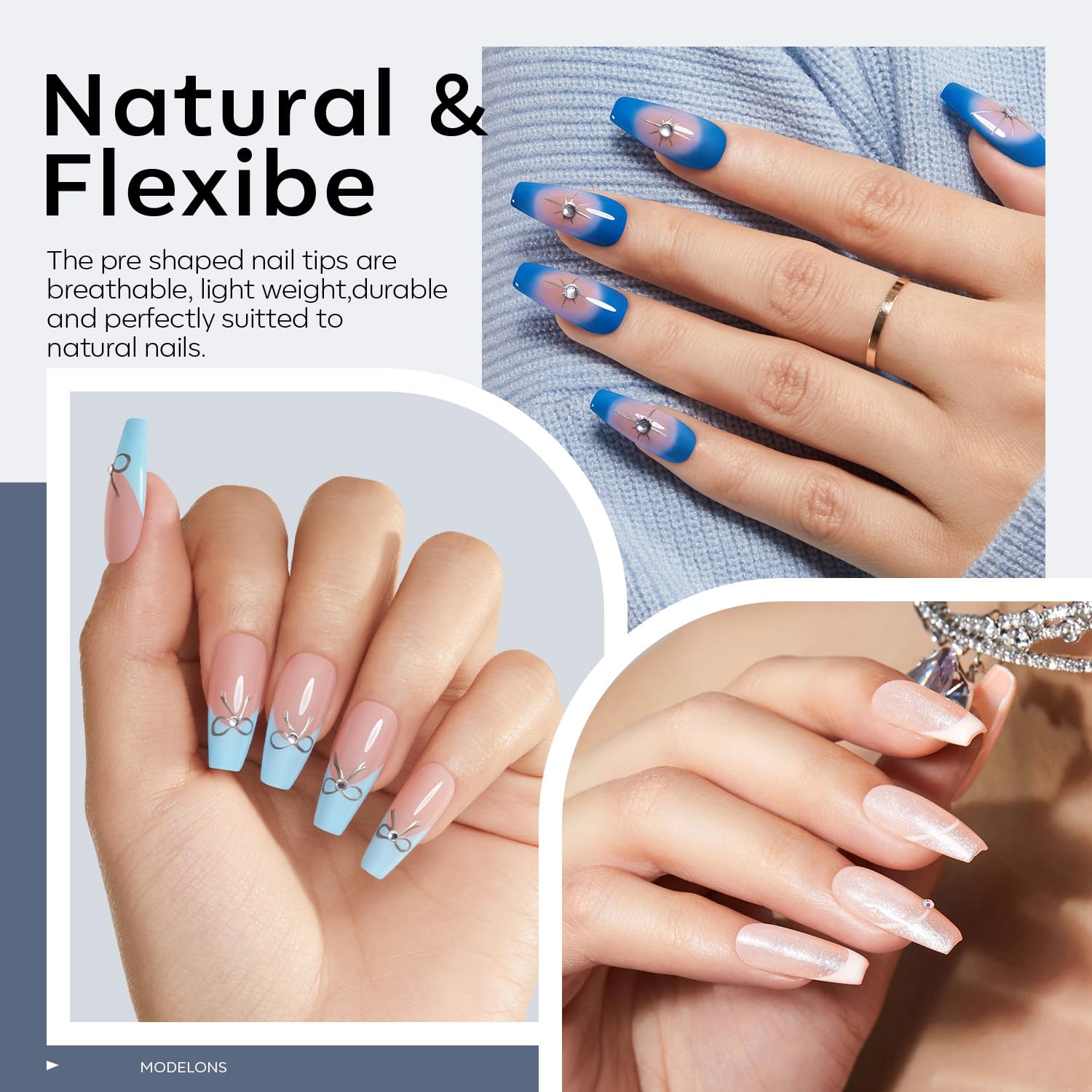 Modelones nail file shapes edges for precise coffin contours.