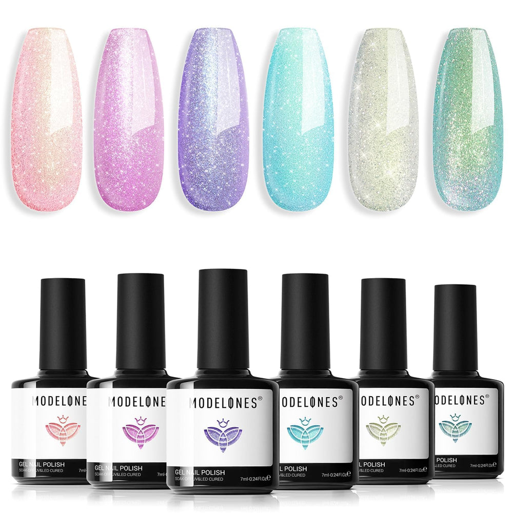 Modelones Glitter Gel Nail Polish Set led-diy-gift ready for home nail art.