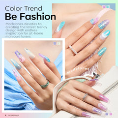 Modelones Glitter Gel Nail Polish Set pink-pearl provides soft pink glow with pearl glitter.
