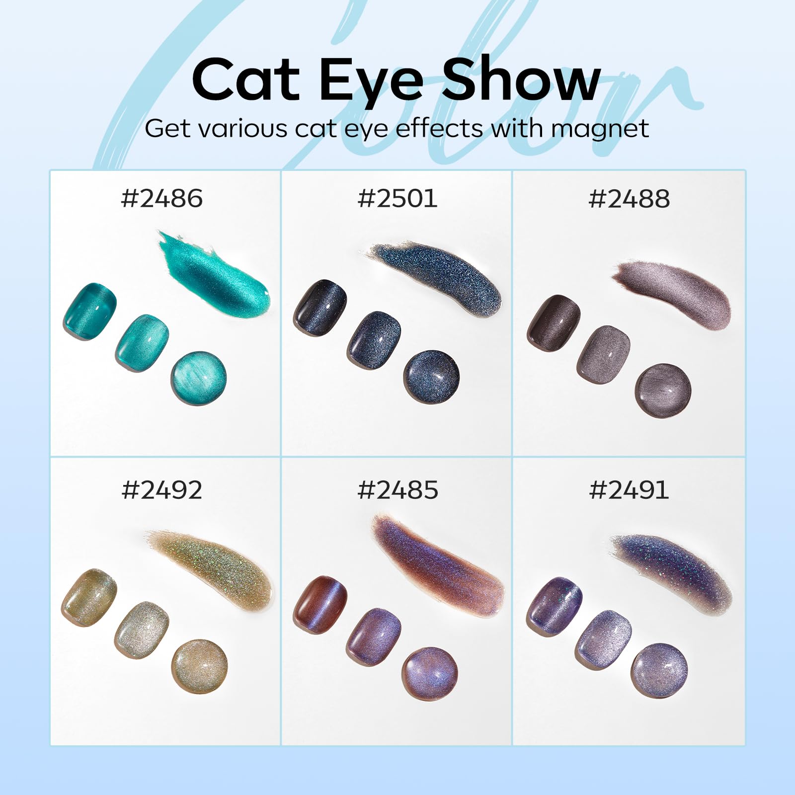 Modelones holographic glitter cat-eye effect on nails