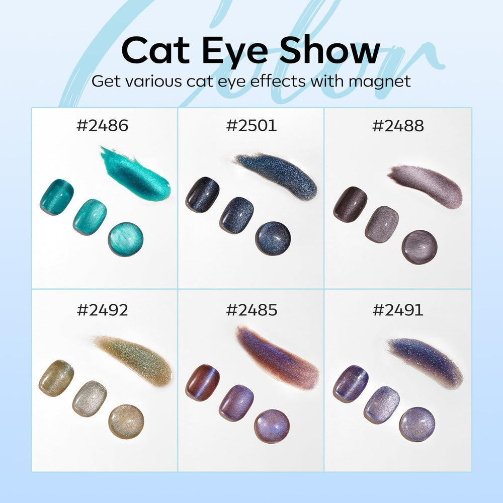 Modelones holographic glitter cat-eye effect on nails