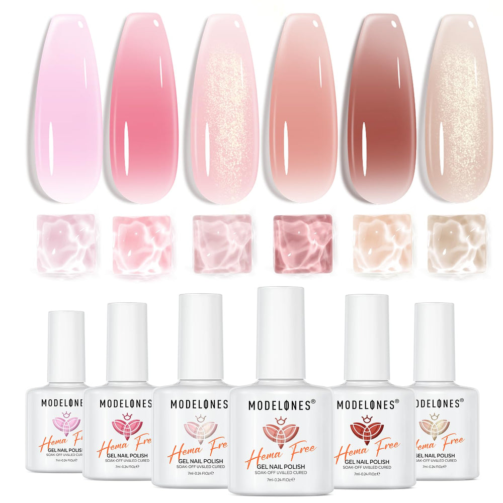Modelones jelly gel nail polish six-color pack for versatile manicure options