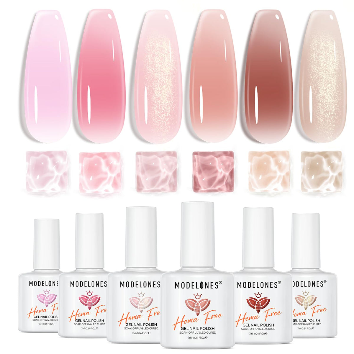 Modelones jelly gel nail polish six-color pack for versatile manicure options