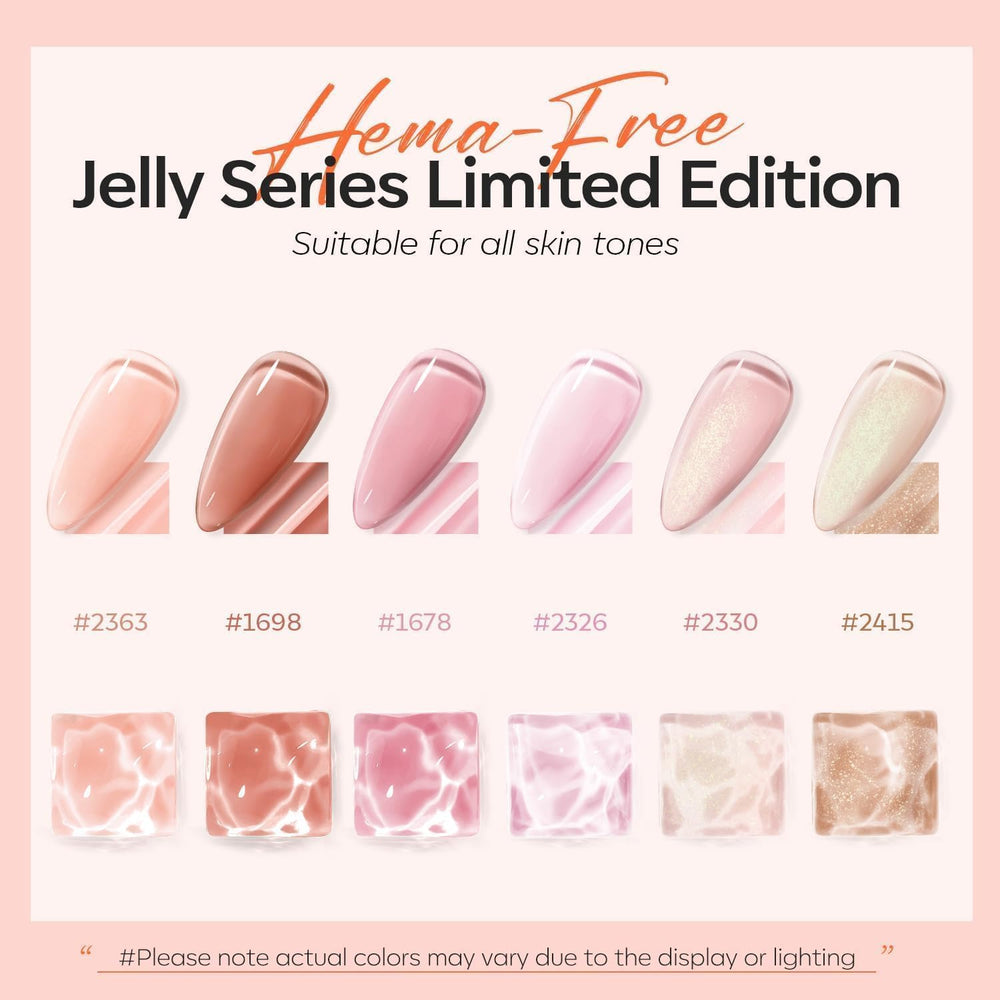 Modelones milky pink swatch shows translucent finish for natural-looking nails