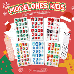 Modelones kids nails assorted-patterns display for playful holiday manicures