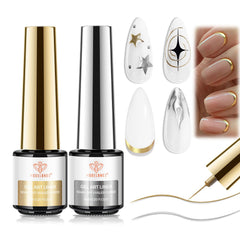 Modelones Metallic Gold Silver Gel Liner Set shows dual chrome finish for chic nails