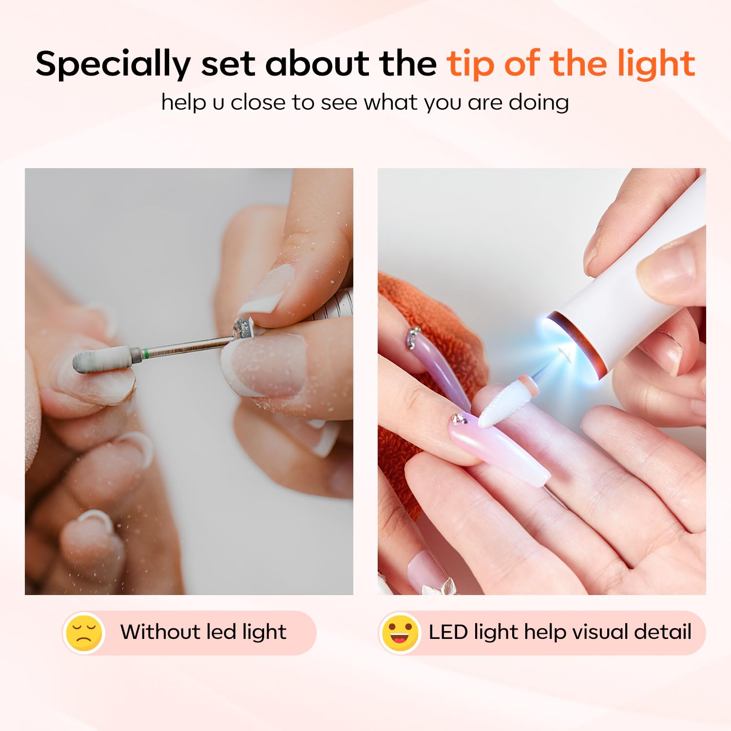 Modelones forward-reverse feature supports both right- and left-handed use.