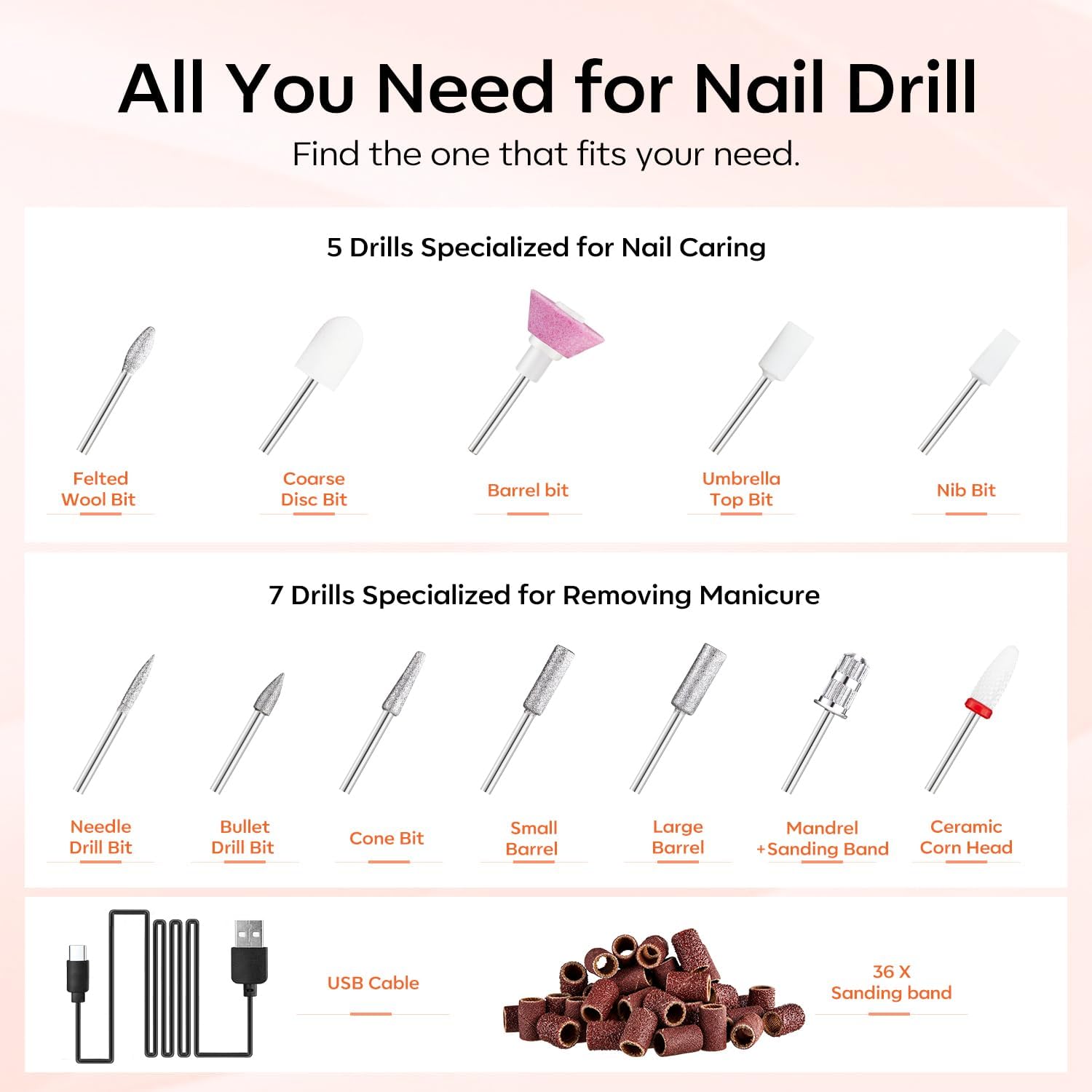 Modelones nail drill LED light illuminates detailed work for safer polishing.