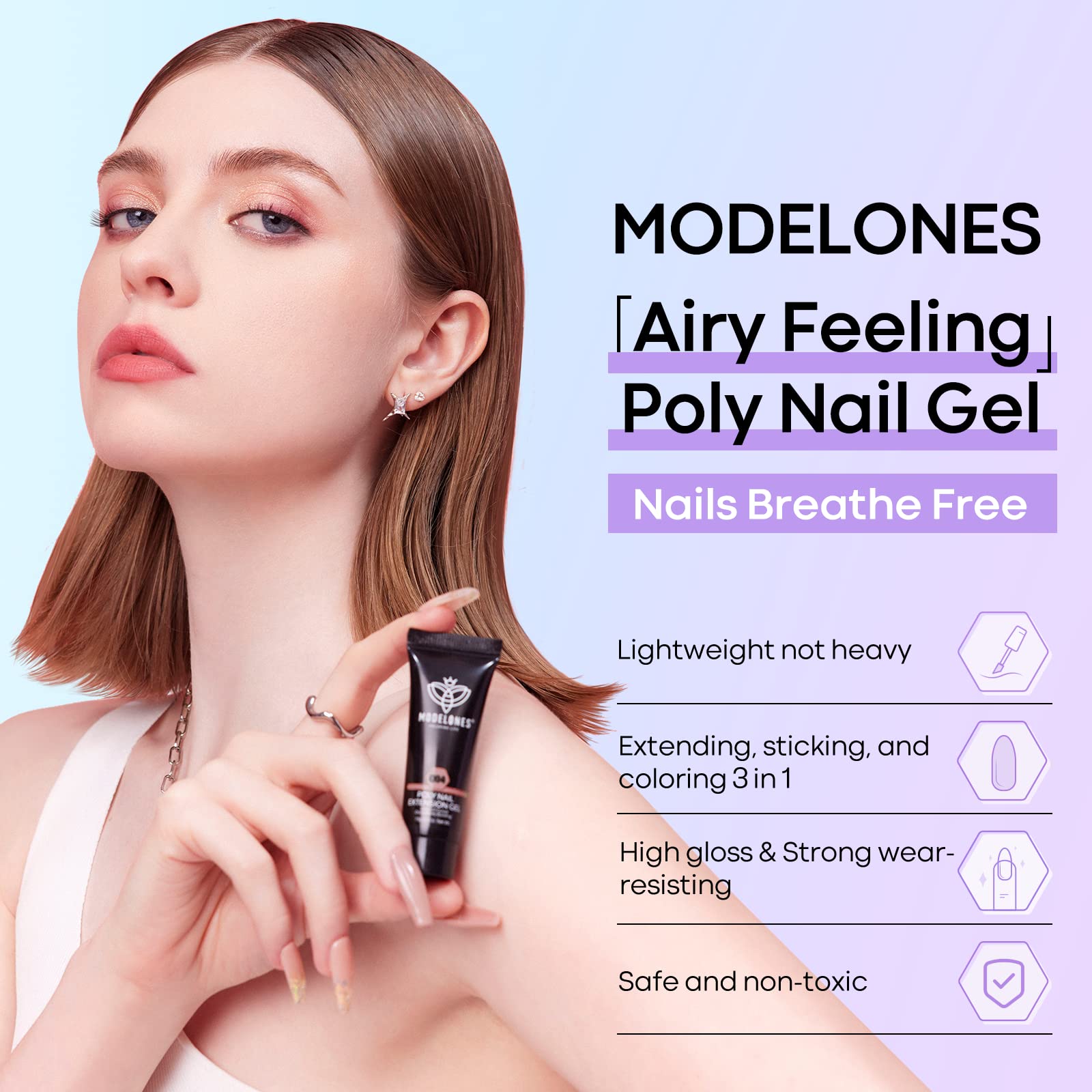 Modelones nail lamp curing scene shows quick 90-second dry time
