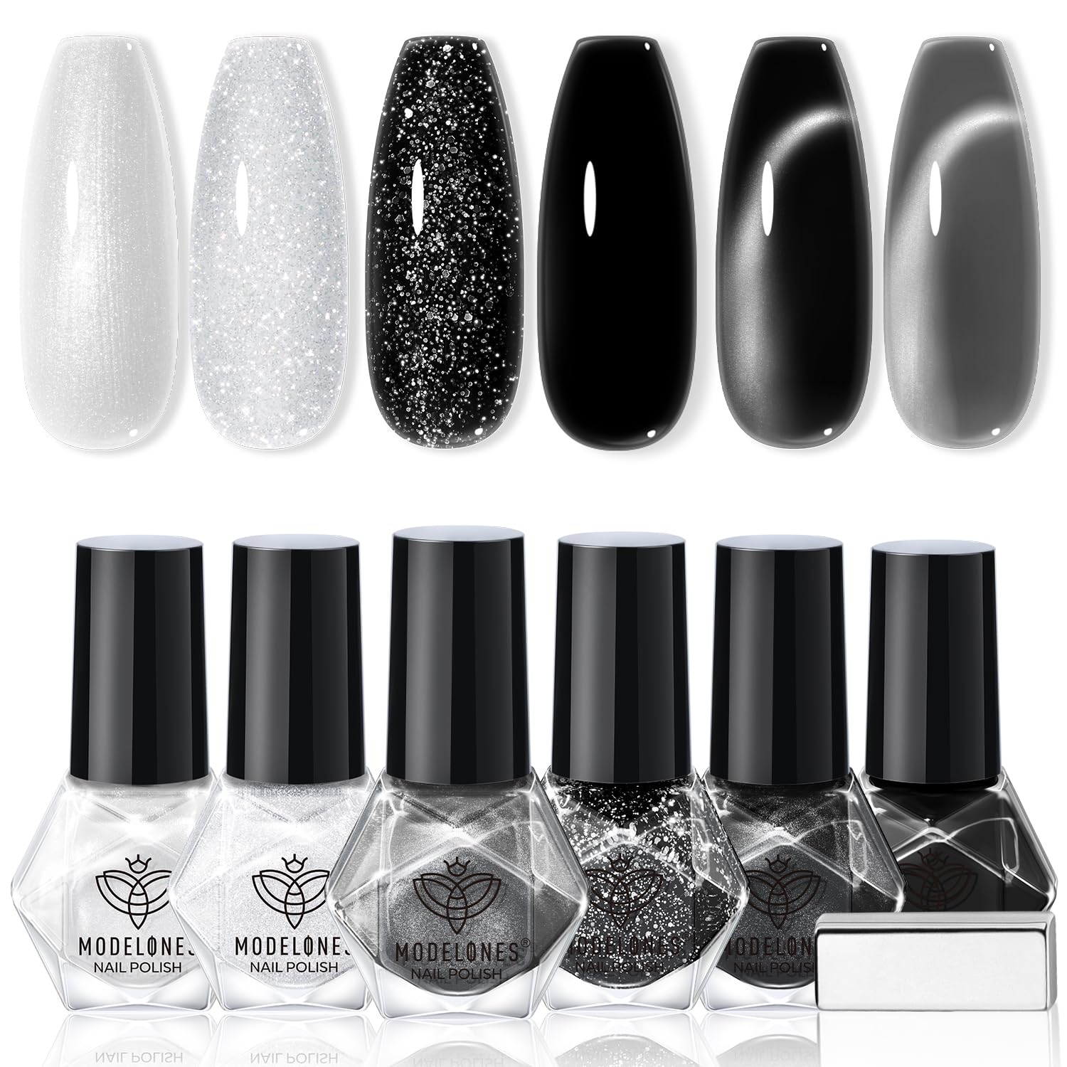 Modelones nail polish set with six colors for chic options.