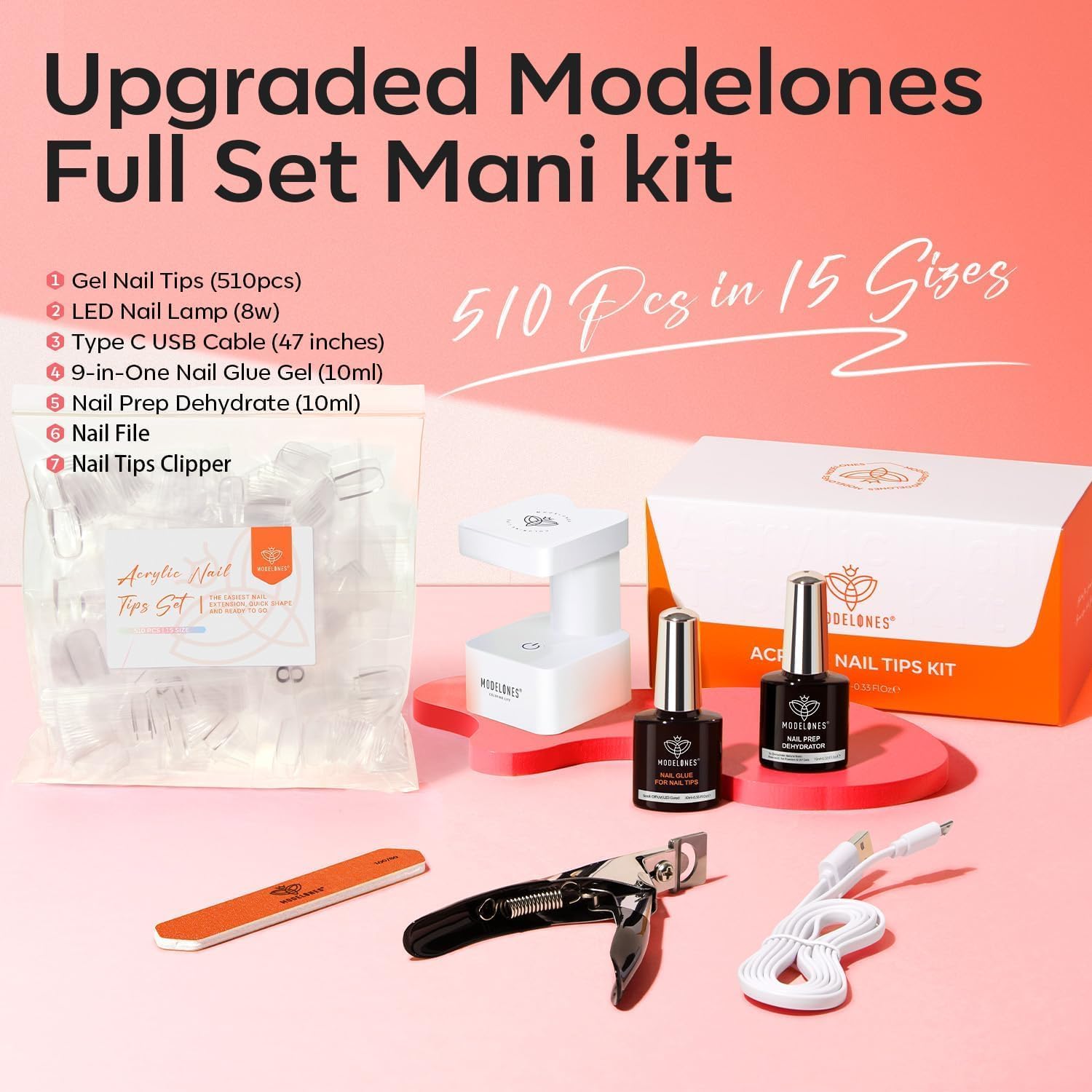 Modelones nail tips clipper and file set for shaping and filing