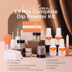 Modelones nude dip powder kit brown shade for warm, sophisticated nails.