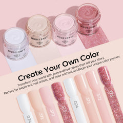 Modelones white nude dip powders show subtle, professional French-inspired nails.