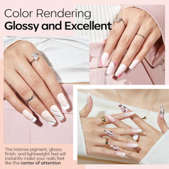 Modelones glitter pink dip powder swatch adds glam for party-ready nails.