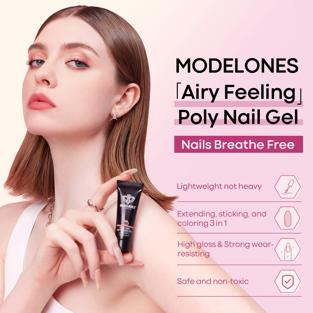Modelones poly gel nails dry under lamp in about 90 seconds