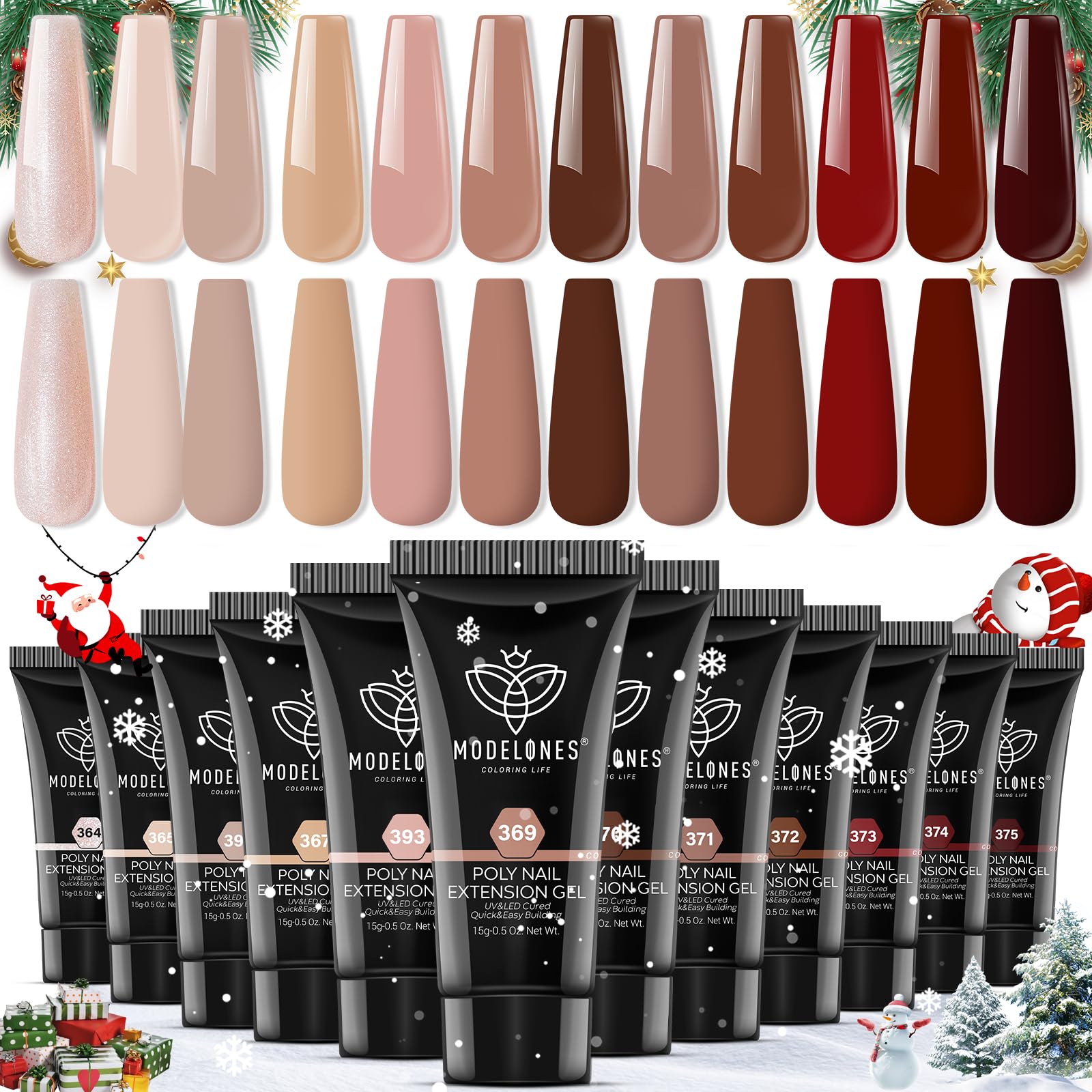 modelones poly nail extension gel 12 colors palette enables versatile at-home manicures