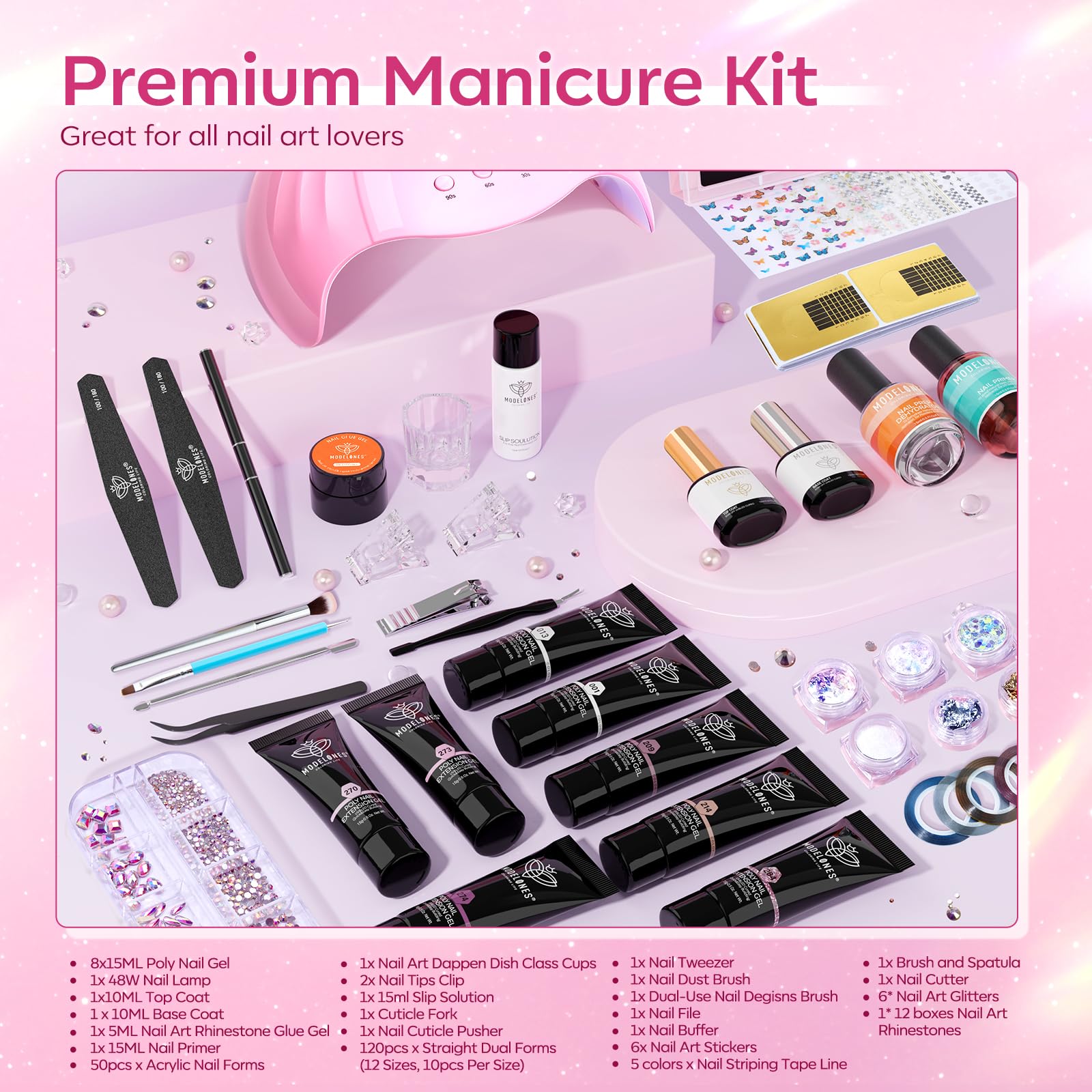 Modelones complete tools enable at-home professional manicure experience.