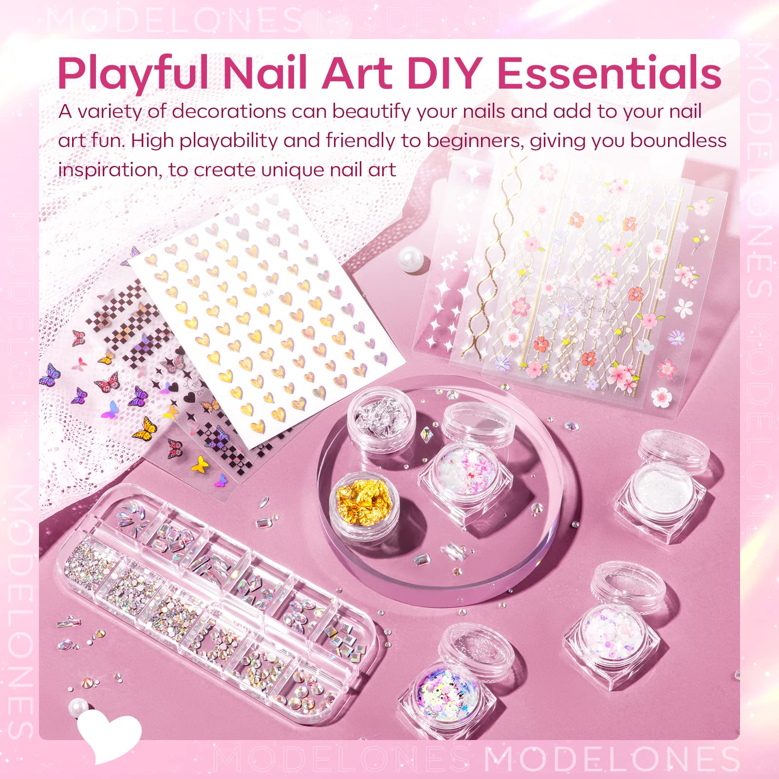 Modelones decorative tapes and stickers unlock versatile nail art.