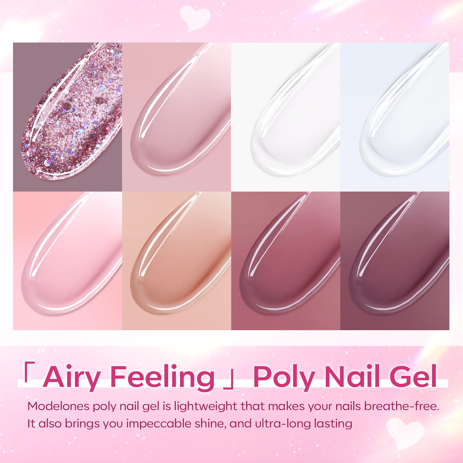 Modelones nail forms and rhinestones support creative nail art and secure extensions.