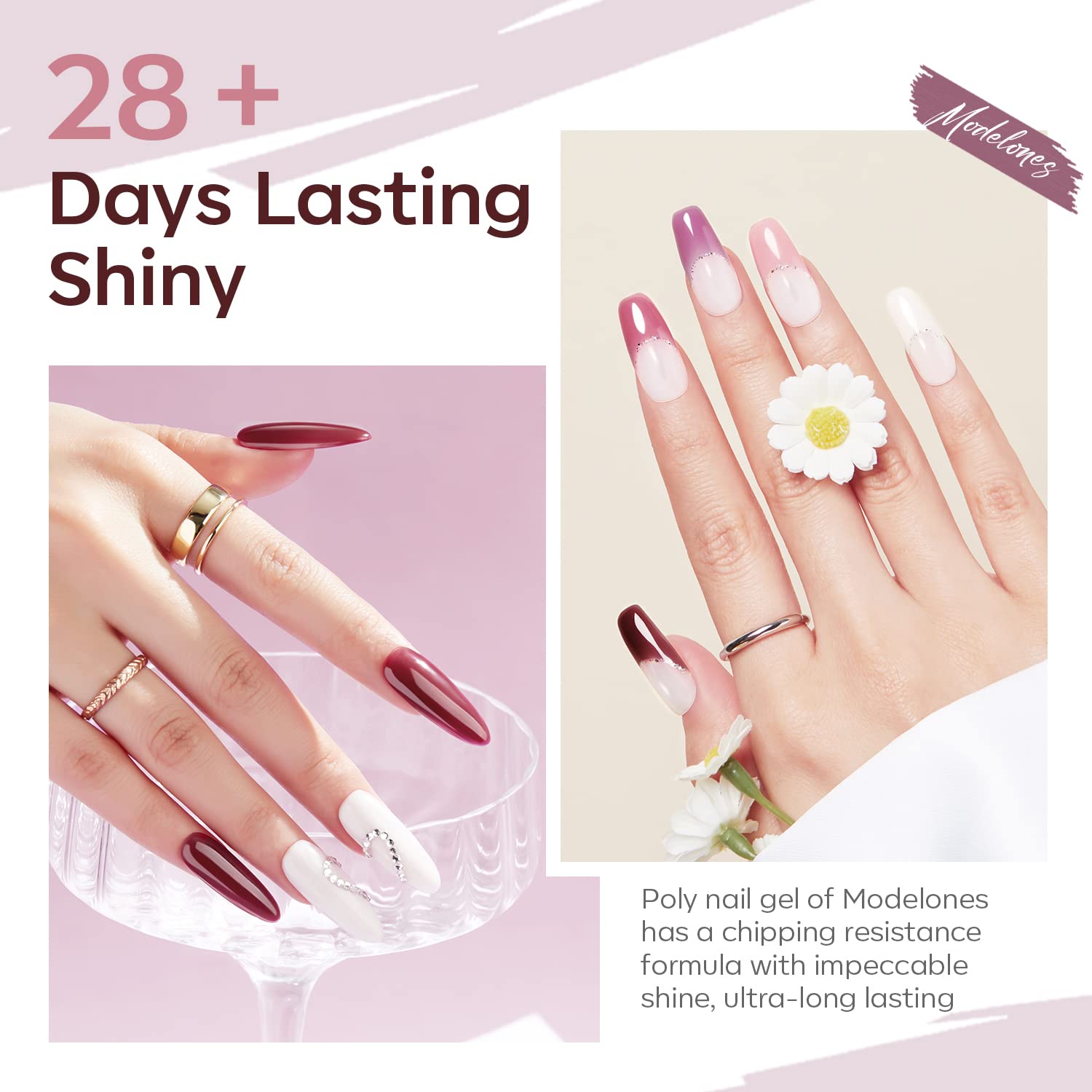 Modelones burgundy gel swatch for sophisticated at‑home extensions