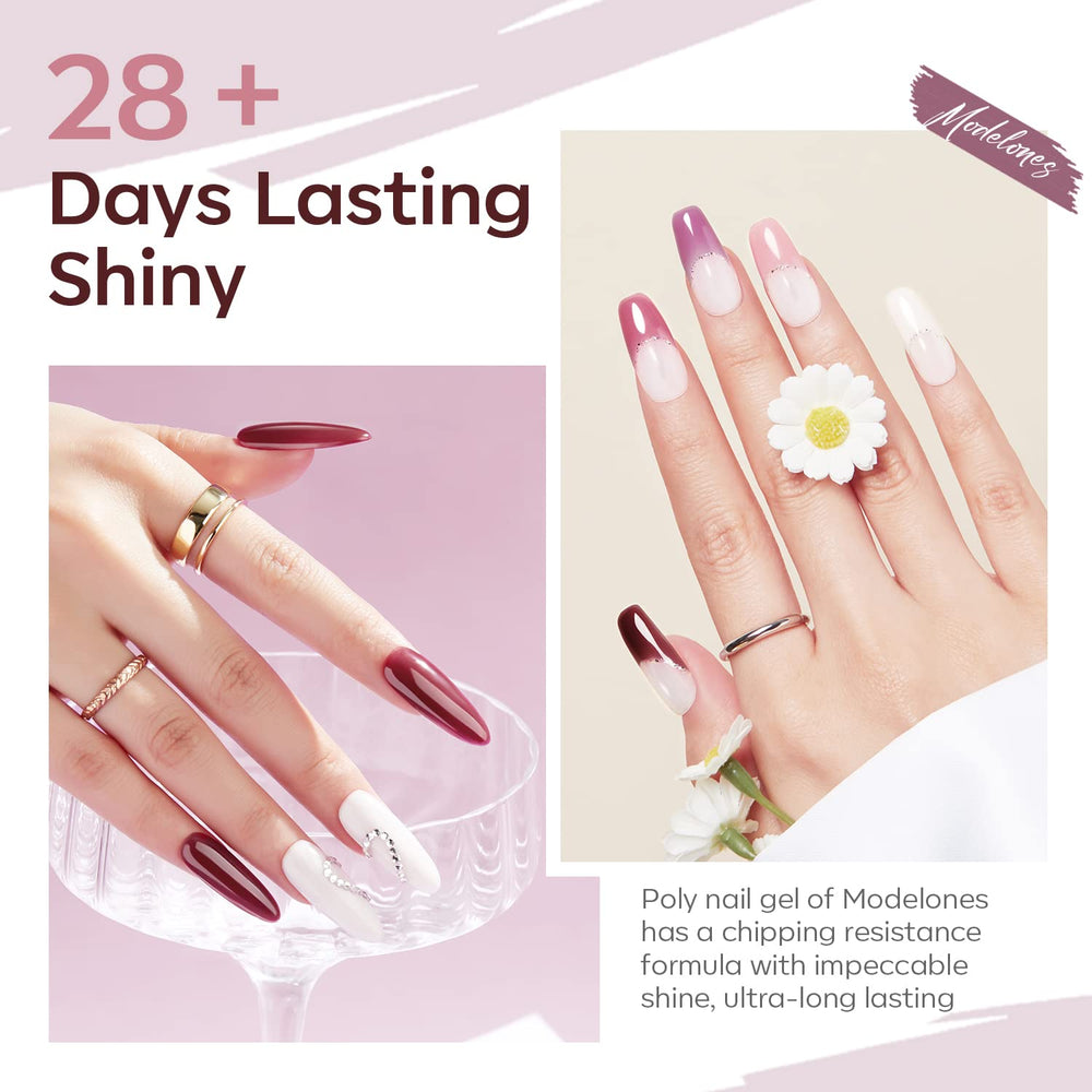 Modelones burgundy gel swatch for sophisticated at‑home extensions