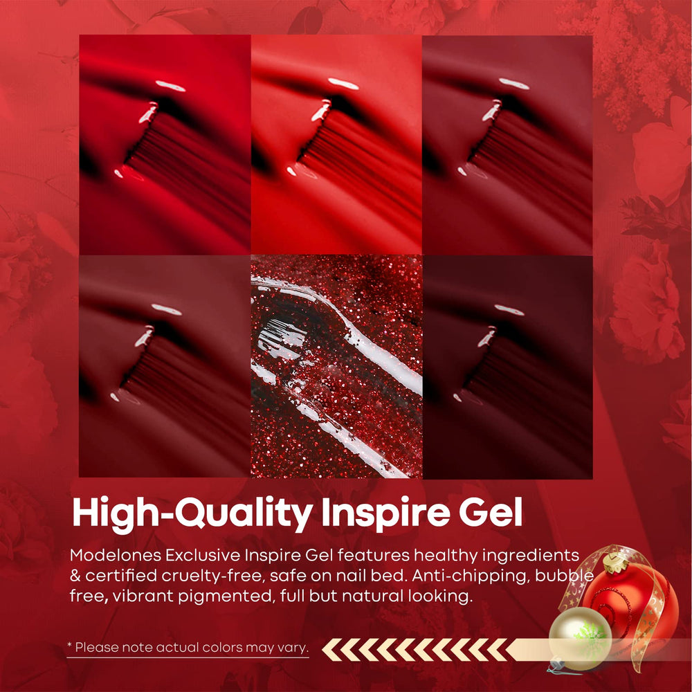 Modelones red gel polish close-up bottle highlights rich color and glossy finish
