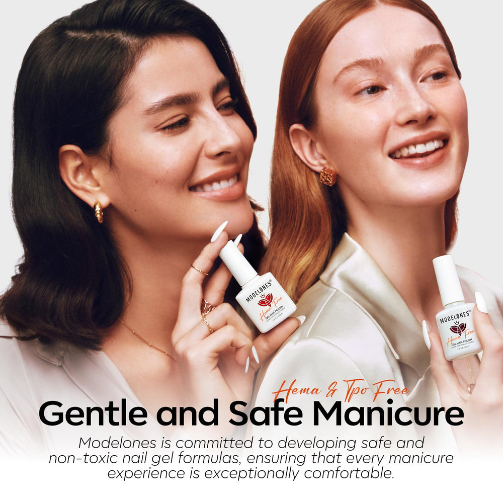 Modelones safe-nail-friendly vegan gel polish reduces irritation risk.